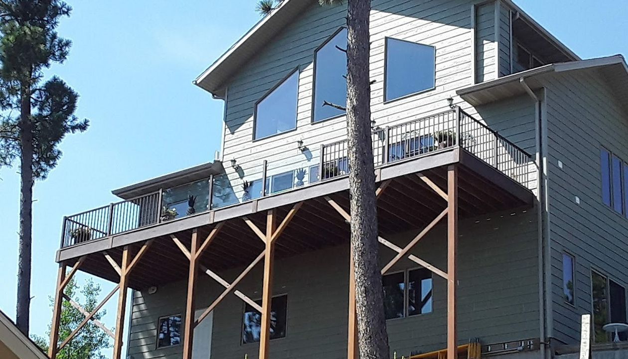 Transend Lava Rock, Tiki Torch, with Signature Bronze Railing