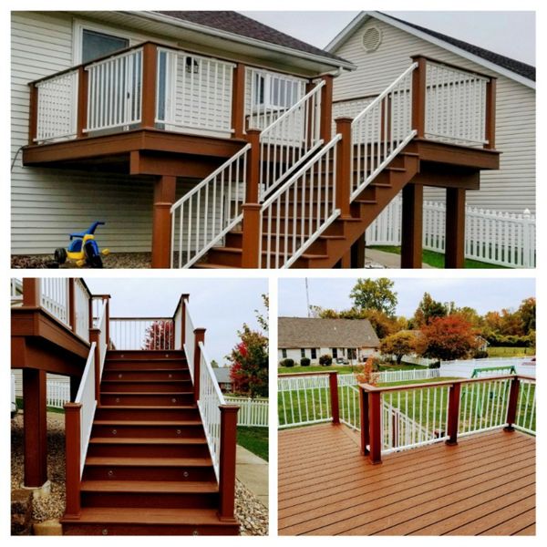 Godfrey, IL Trex Enhance Saddle Decking with Signature Railing in white and Transend Posts in Tree House
