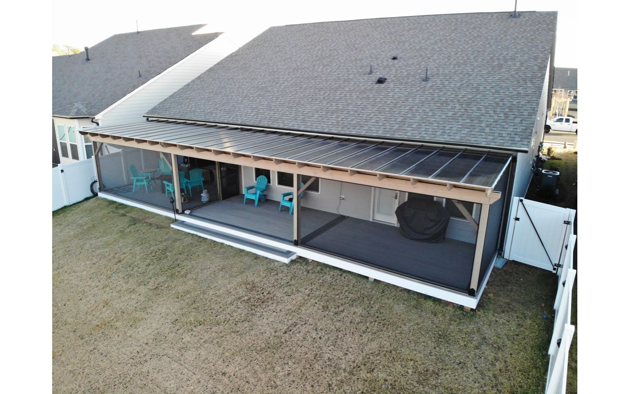 50' pergola with Rocky Harbor decking.