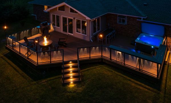 Night lighting on this Trex Deck in Flemington, NJ