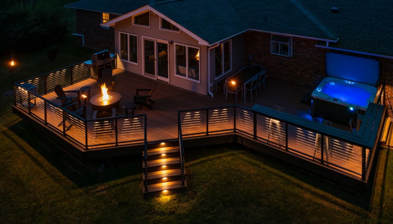 Night lighting on this Trex Deck in Flemington, NJ