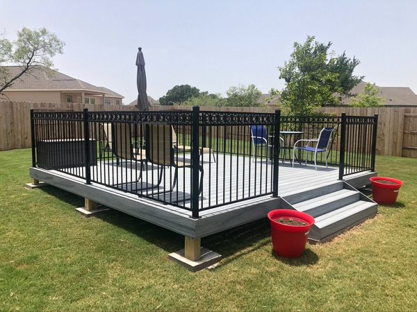 Trex Foggy Wharf with Custom Ornamental Iron Railing