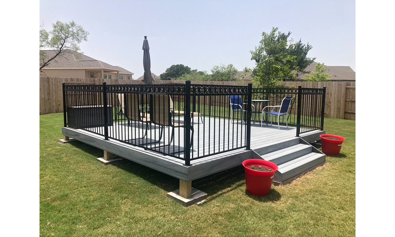 Trex Foggy Wharf with Custom Ornamental Iron Railing
