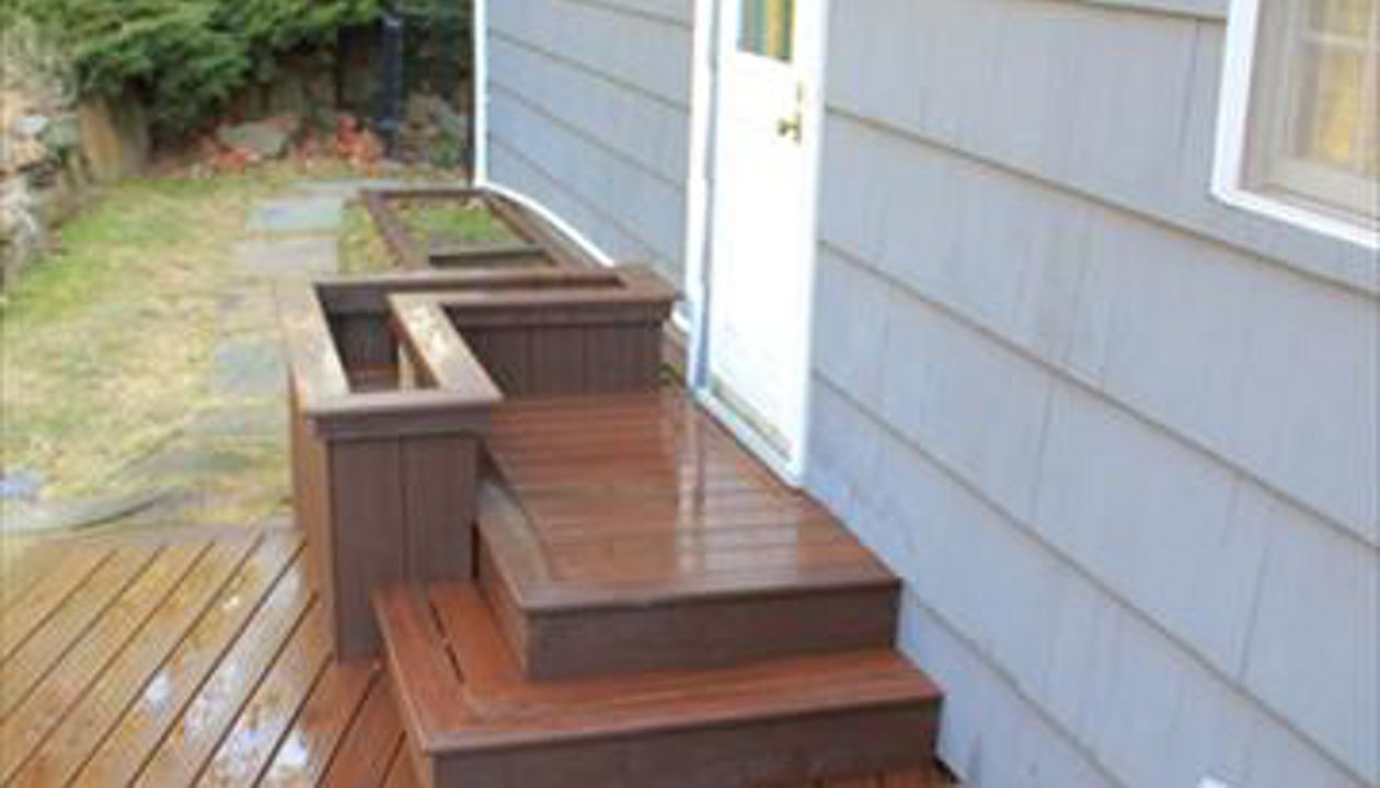 Custom Lava Rock Landing with Vintage Lantern Planter