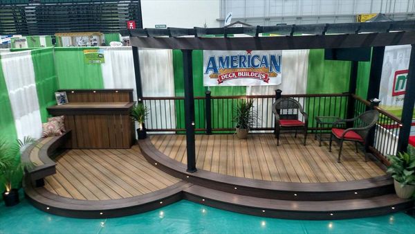 Our latest home show display showing our Trex Custom Curve options along with Trex LED lighting.