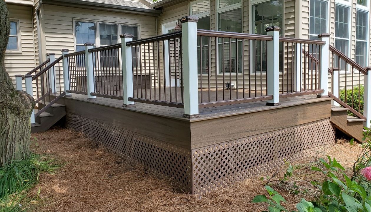 Trex Transcend decking and railing complete this beautiful side deck in Spring Grove, IL