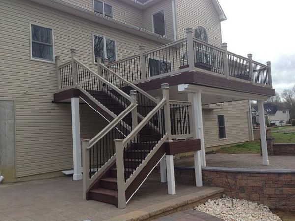 Trex Elevation framing,rain escapes,trex decking and pvc rai