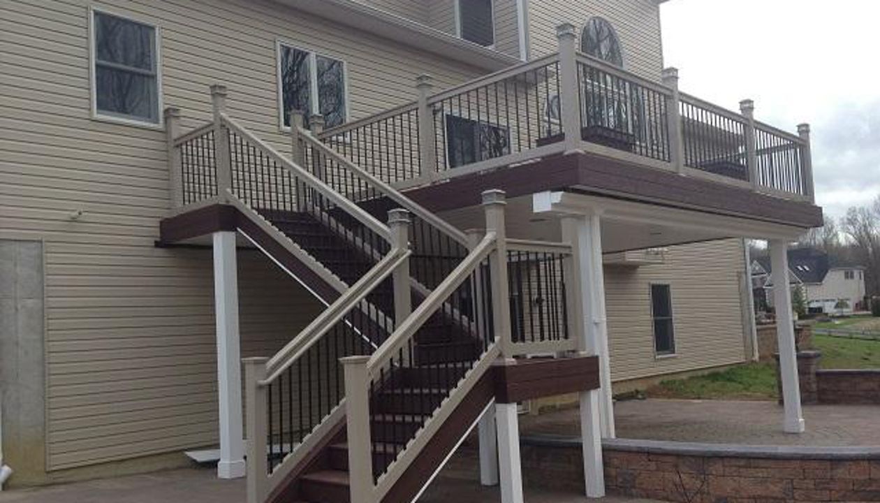 Trex Elevation framing,rain escapes,trex decking and pvc rai