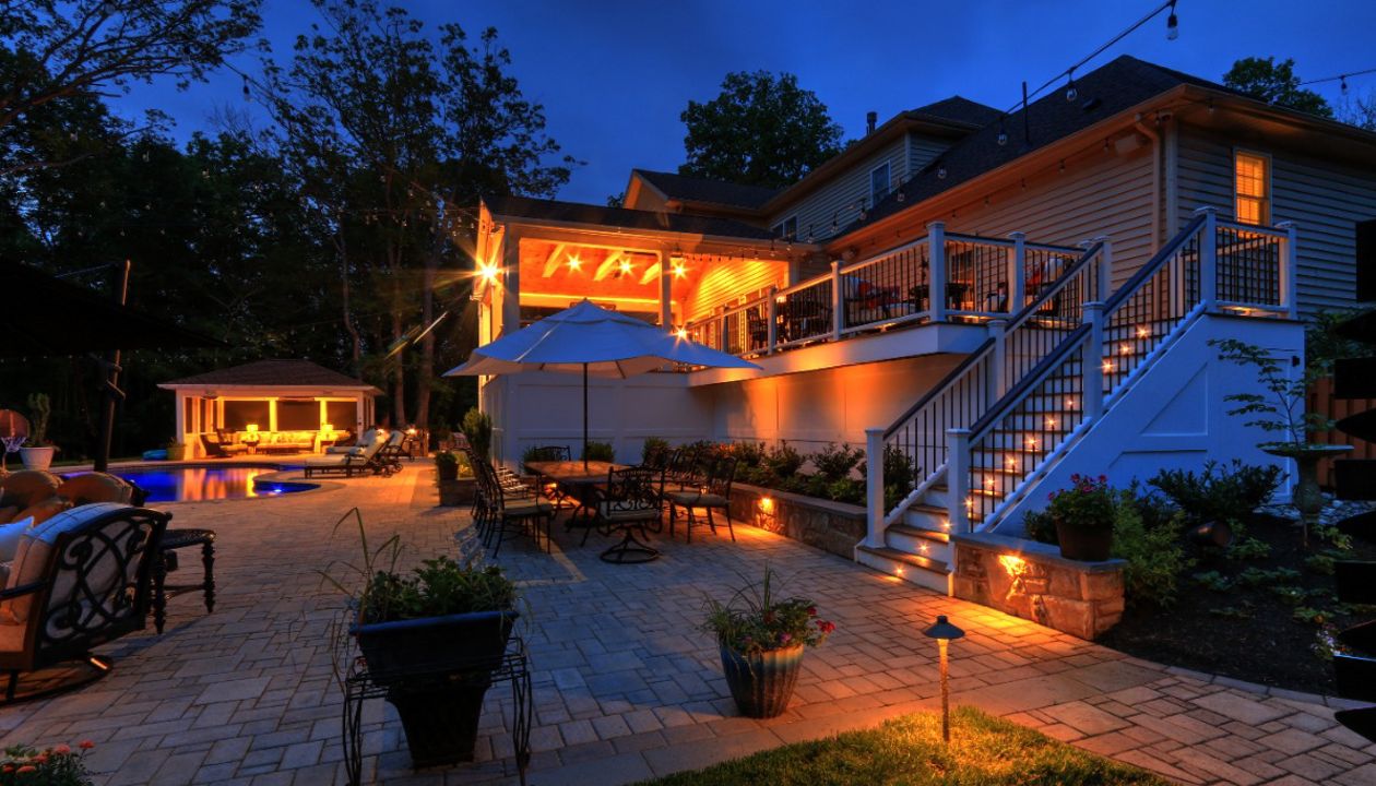 Trex Transcends Deck with Open Porch, Pool, Pavilion, & Custom Hardscapes