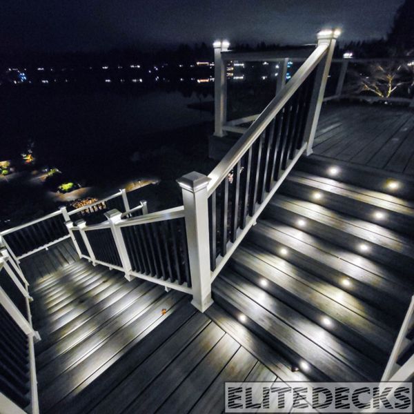 rex Island Mist Transcend with White Glass railing Deck