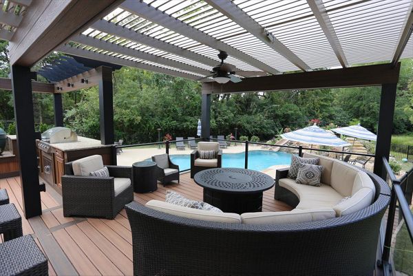 Trex Transcend Living Space with Custom Pergola