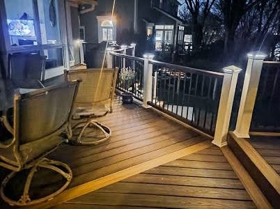 Trex Transcend Havana Gold Trex Transcend railing Trex Elevations framing Trex Lighting