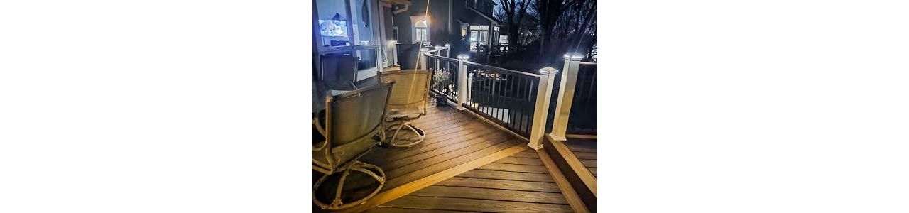 Trex Transcend Havana Gold Trex Transcend railing Trex Elevations framing Trex Lighting