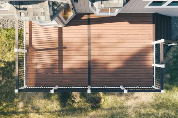 Trex Transcend Tiki Torch with Vintage Lantern borders and top cap detail.