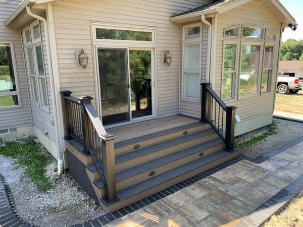 Back door steps with Black Trex rail
