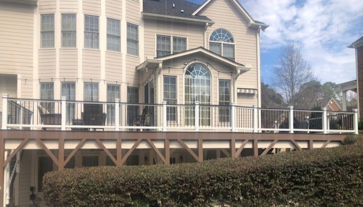 This grand outdoor living space is the envy of this Cary, NC neighborhood!