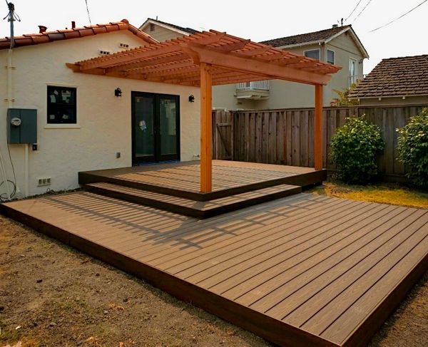 Spiced Rum Trex Deck with Redwood Arbor