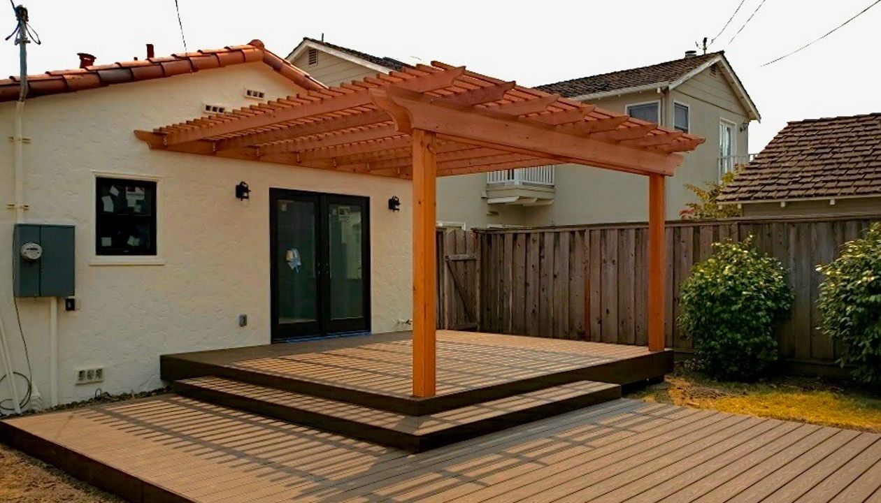 Spiced Rum Trex Deck with Redwood Arbor