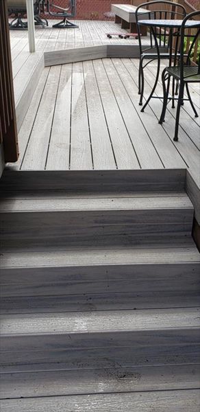 Trex Enhance naturals Rocky harbor decking and cocktail top rail with matching fascia
