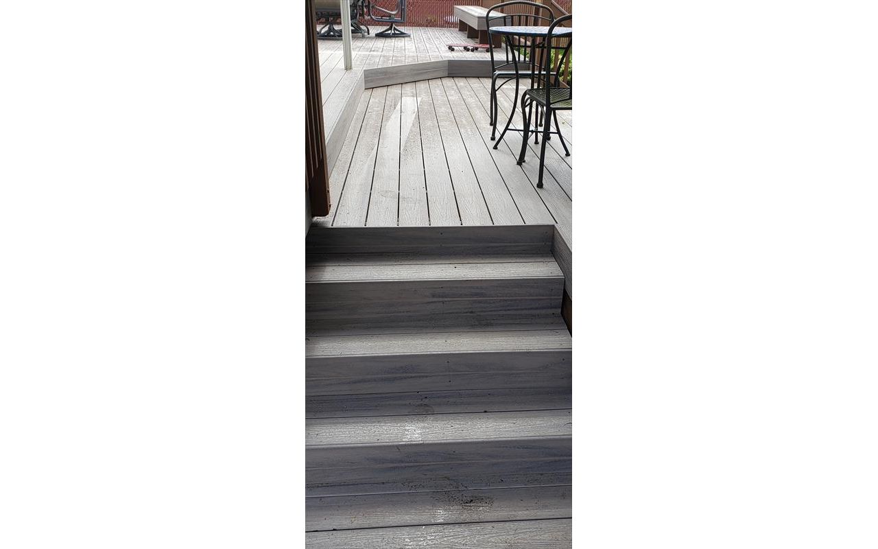Trex Enhance naturals Rocky harbor decking and cocktail top rail with matching fascia