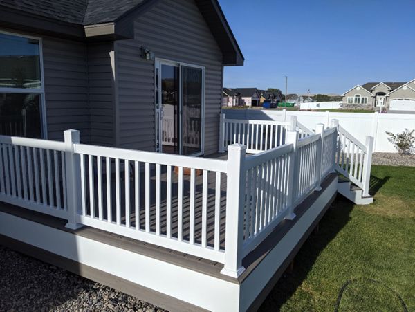 Foggy Wharf, white vinyl railing