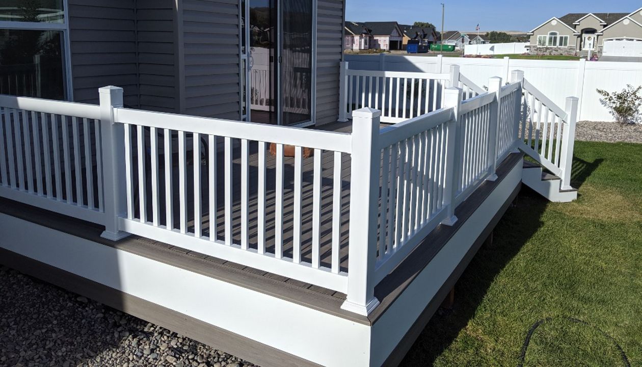 Foggy Wharf, white vinyl railing