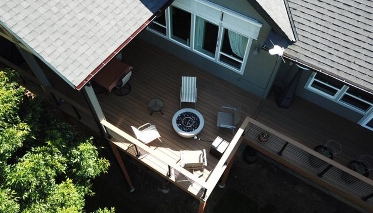 Trex Havana Gold Deck and custom roof cover in Oregon City