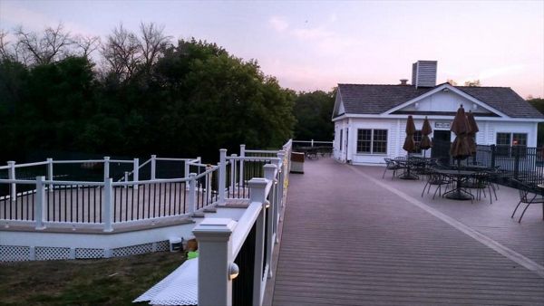 Inverness Country Club - Rope Swing decking, white railings w/black balusters