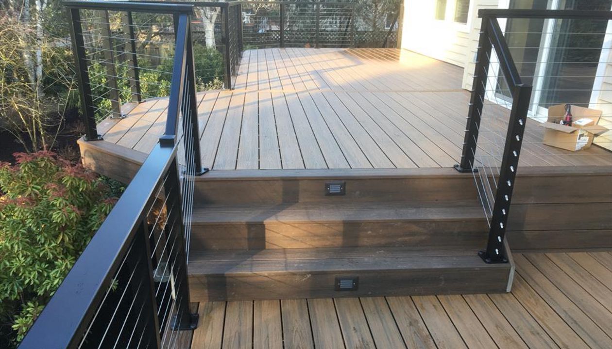 Havana Gold decking with Spiced Rum fascia and picture frame