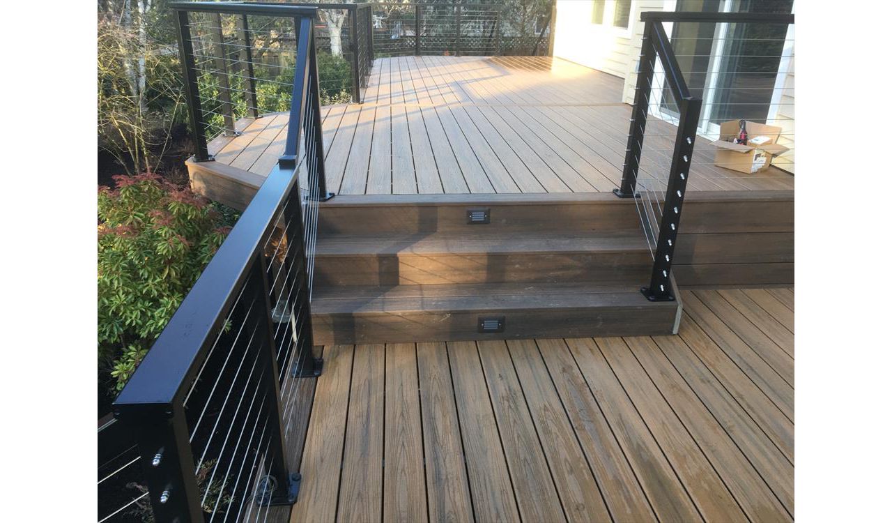 Havana Gold decking with Spiced Rum fascia and picture frame