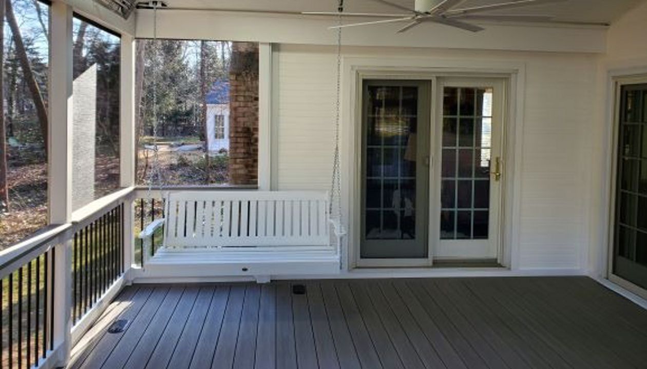 Trex Select Pebble Grey porch has functional space with luxurious features
