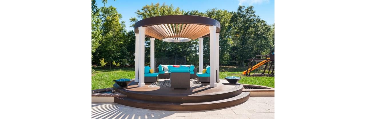 Trex Spiced Rum and Vintage Lantern Custom Round Pergola