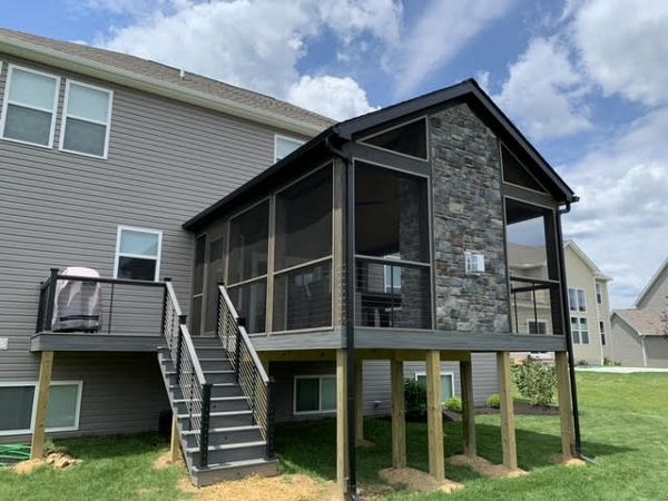 Island Mist deck with fireplace