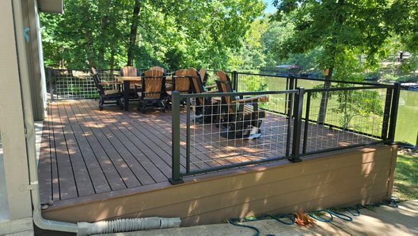 Signature Mesh Railing with Select Saddle Decking done in Gravois Mills, MO at Lake of the Ozarks