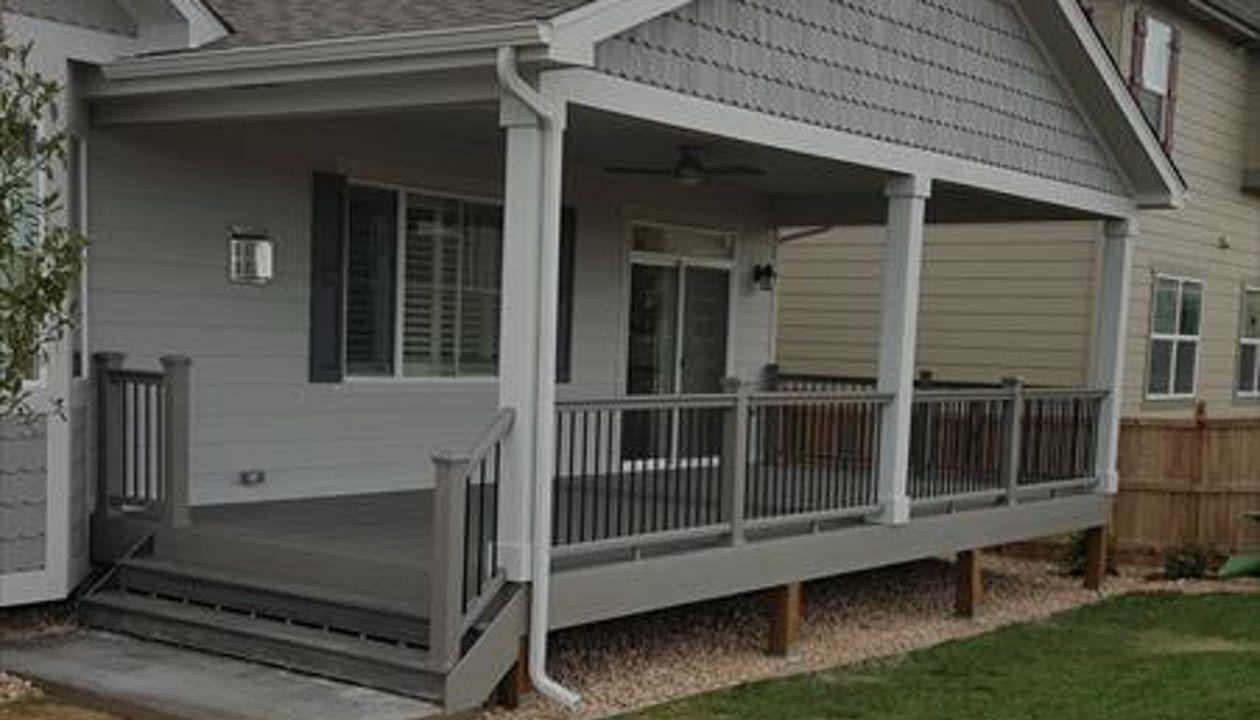 Beautiful Transcend Deck, Railing and Covered Patio with Recessed Lighting and Ceiling Fan in Terrain, Castle Rock