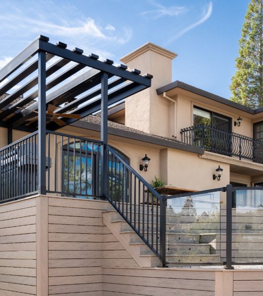 Biscayne Deck, cladding and stairs with steel pergola