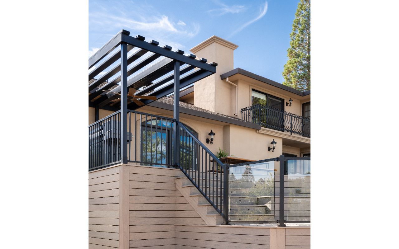 Biscayne Deck, cladding and stairs with steel pergola