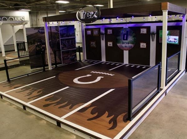 Colts TREX Deck, one of a kind sports deck with flame, yard marks, football with laces inlay.  This deck won the Decks Wars Competition in Indianapolis.