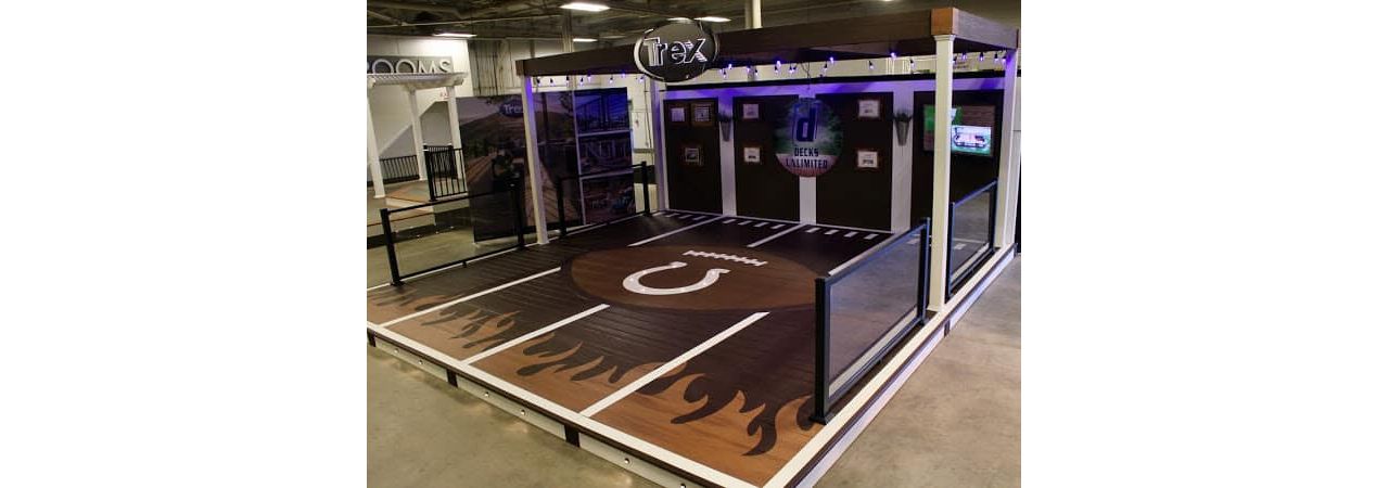 Colts TREX Deck, one of a kind sports deck with flame, yard marks, football with laces inlay.  This deck won the Decks Wars Competition in Indianapolis.