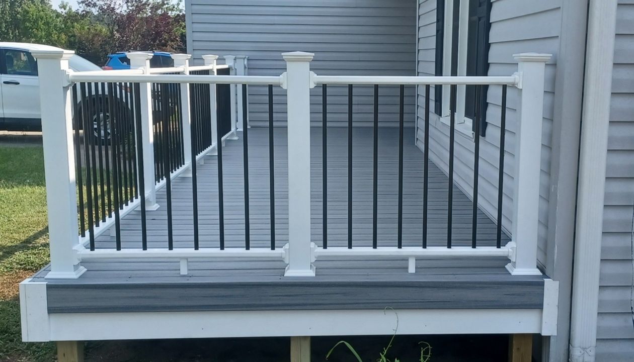 Side view from Trex Enhance Naturals Foggy Wharf porch