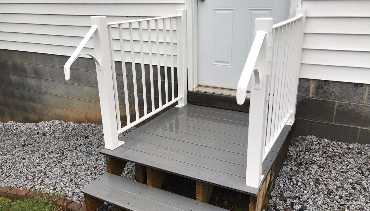 Trex Select Pebble Grey porch is a split resistant welcome home