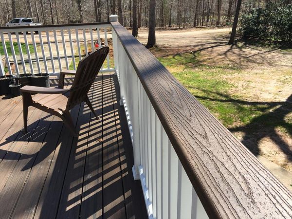 Trex Transcend Classic White railings with Spiced Rum 2x4 cap is consistent and beautiful for years to come!
