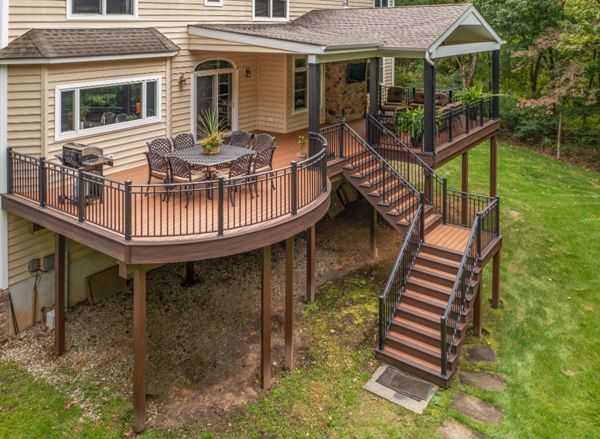 Trex Deck with a curve and covered area in Port Murray, NJ