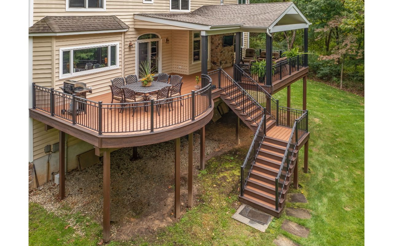 Trex Deck with a curve and covered area in Port Murray, NJ