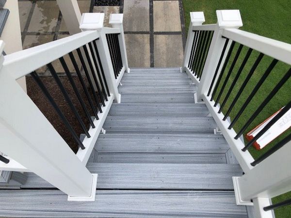 Trex Enhance Naturals Foggy Wharf stairs will stay splinter free