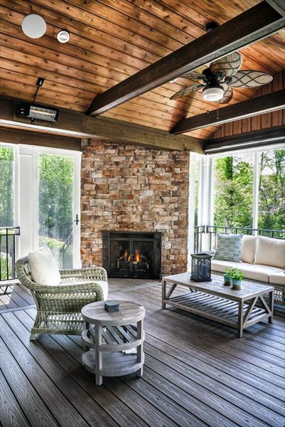 Nothing to see here except for one awe-inspiring closed-in deck — thanks to this Spiced Rum Trex Transcend decking installed with Trex hidden fasteners.