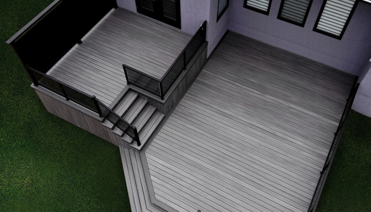 Trex Transcends Deck With Island Mist Decking & Clam Shell Lights