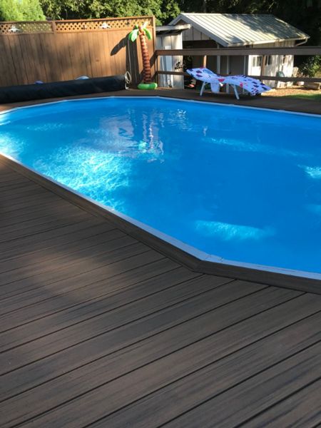Havana Gold Trex Transcend pool deck. Mulino, Oregon