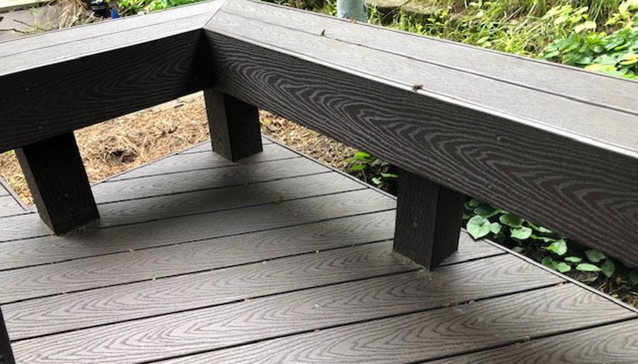 The Trex Select Woodland Brown benches are finished with fascia board & the supports are even clad so no wood is visible