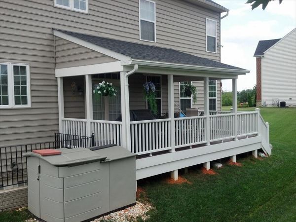 This open porch project was added on to an existing Trex deck.